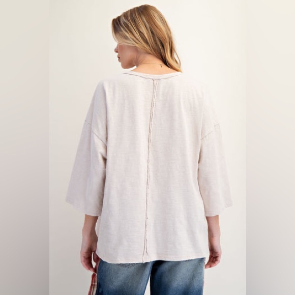 Easel Oversized tee patchwork star sun top shirt boho sz L - Picture 2 of 8